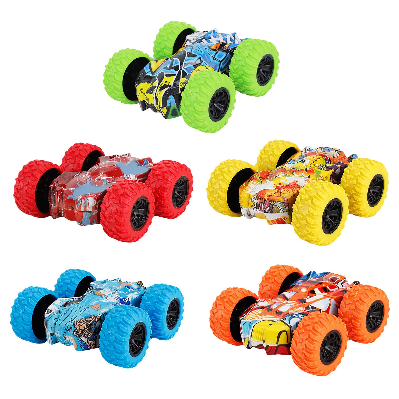 Inertie-Double Side Stunt Graffiti Auto Off Road Model Auto Voertuig Kinderen Speelgoed 5Pcs Voertuigen Dumper Truck Kids auto Speelgoed Voor Kinderen: Multicolor