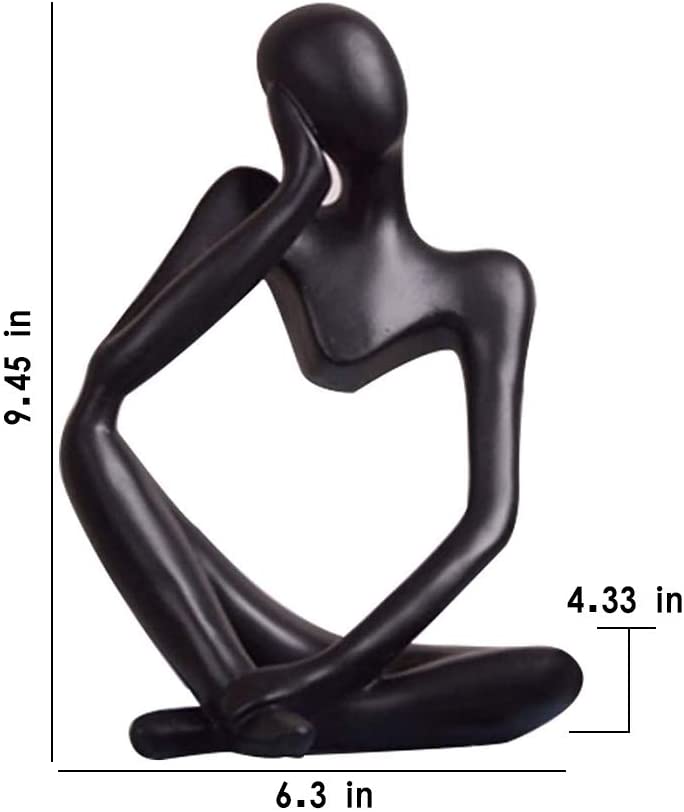 The Thinker Statue Black Abstract Sculpture Resin Statues for Home Decor Modern Home Office Desktop Shelf Bookshelf Decor