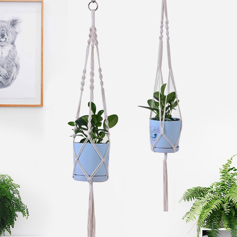 Vintage Hanging Flowerpot Net 100% Cotton Handmade Hanging Baskets Macrame Plant Hangers Flowerpot Holder Basket Home Decor