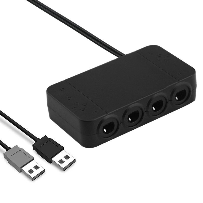 4-Port for Nintendo Switch GC Wii U PC to Controller Gamepad Converter Adapter Dual USB Support TRUBO HOME Converter: Black