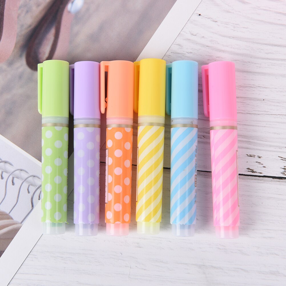 6 uds. Bolígrafos lindos Mini Resaltadores 6 colores/paquete Kawaii pluma Oficina suministros papelería