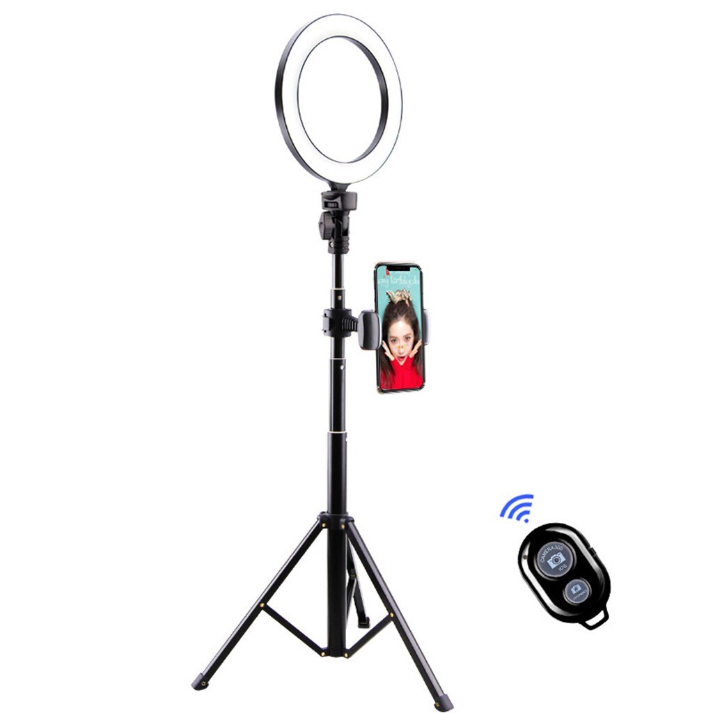 8” Selfie Ring Light With Tripod Stand & Wireless Remote LED Dimmable Lightning