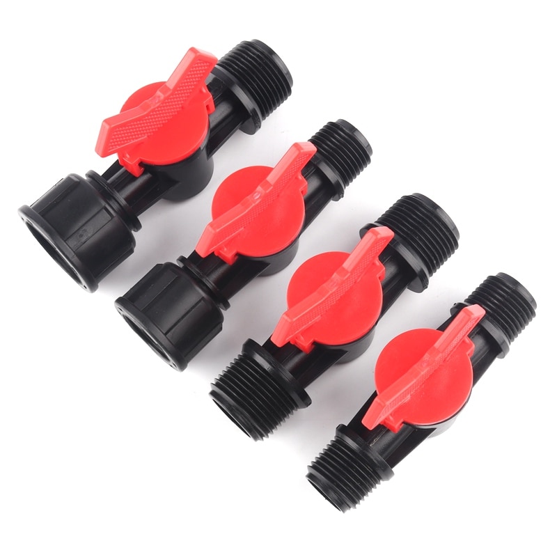 Mini válvula de esfera para irrigação, 2 peças, 1/4 "1/2", rosqueada, alta qualidade, conectores de água do jardim, válvula de gotejamento, interruptor de mangueira, controladores de água