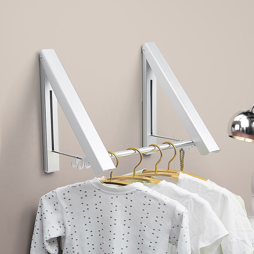Portable Folding Clothes Hanger Hotel Wall-mounted Bathroom Drying Rack Household Retractable Invisible Clothes Rail Drying Rack
