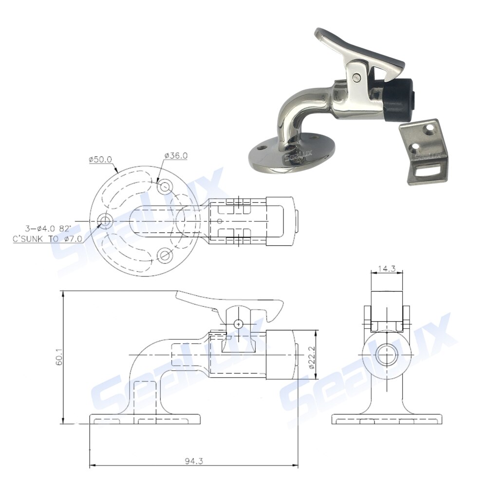 Sealux Deur Houder Deurstopper Rvs 316 Cushioned Mariene Hardware Accessoire Yacht Boot Huis