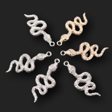 8Pcs Handgemaakte Rhinestone Snake Metalen Hangers Diy Charms Ketting Oorbel Sieraden Ambachten Maken Voor Vrouw 35*15Mm a2221