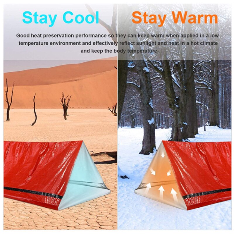 Emergency Survival Sleeping Bag 26 Micron PE Aluminized Film Camping Hiking Waterproof Thermal Insulation Emergency Blanket Tent