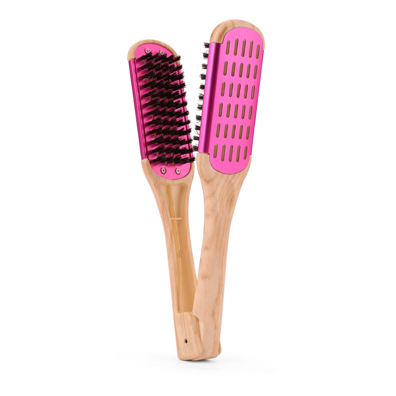 Doppelseitige Haar bürste Kamm glätter Holzgriff Beruf elle V-förmige Bürsten klemme für Reise Frisur Salon nach Hause: Rose verrotten