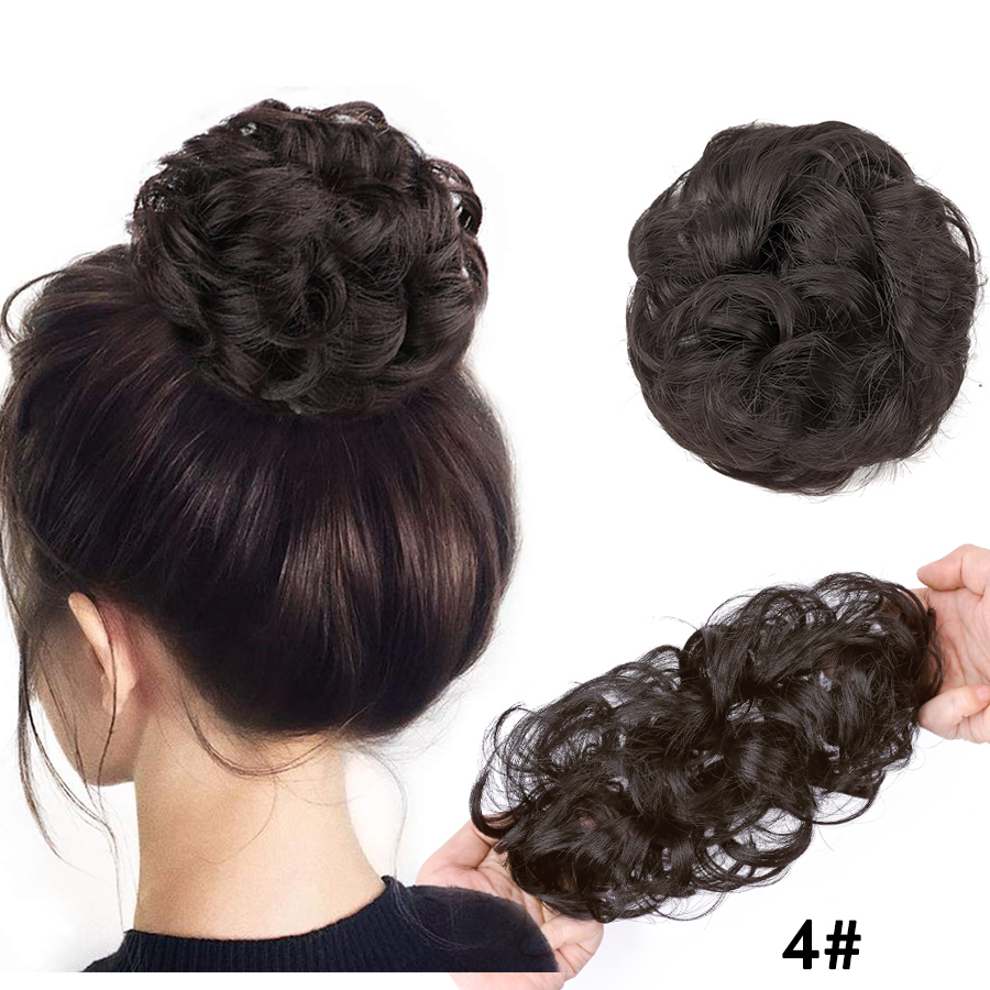 Moños de pelo rizado elástico sintético, extensiones de pelo para envolver cola de caballo, Updos, moño despeinado, postizos para mujeres y niñas: NC/4HL