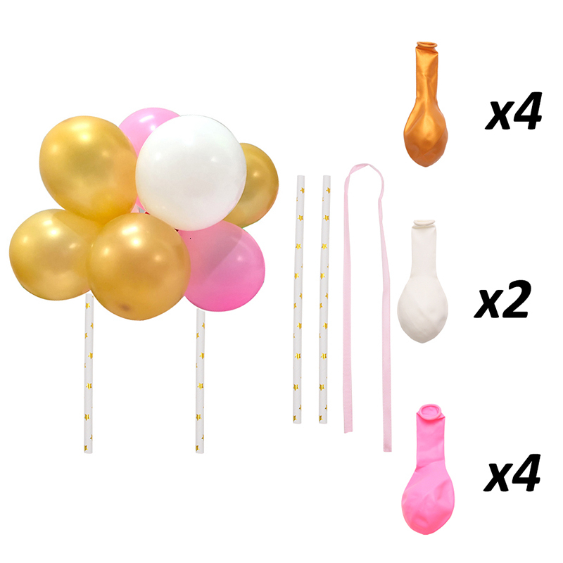 5Inch Cake Balloons Cake Topper Cloud Shape Confetti Balloon Cake Topper balons for Birthday Baby Shower Wedding Decoration: Gold Pink white