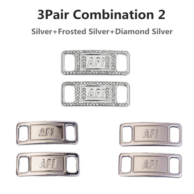 Combinación AF1 de abalorios de diamante para zapatos, cordones de , hebilla de Metal de , decoraciones, Chapa de la Fuerza Aérea 1, accesorios para zapatos: 3Pair Combination 2