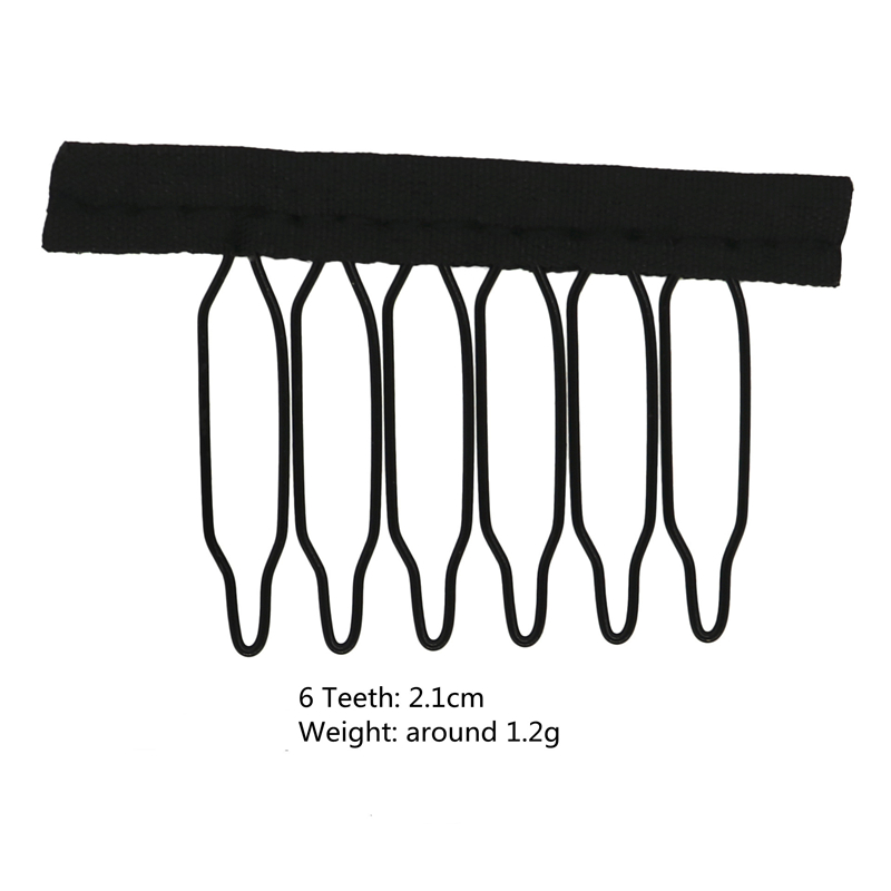 50 Stück Perückenkämme zur Sichern der Perücke, 4–7 Zähne, Perückenkamm, Perückenklammern mit Stoff für die Herstellung von Perückenkappen, Stahlmaterial, Clips, Kämme