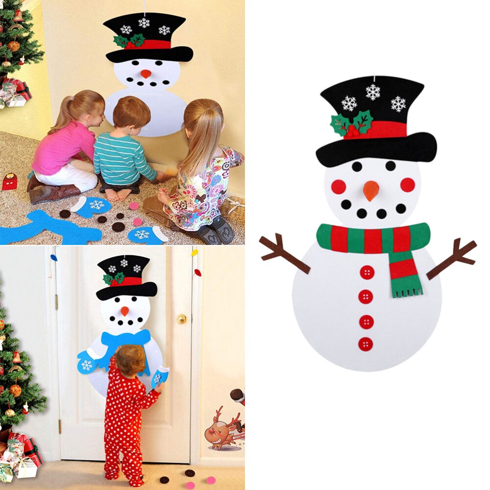 1pc DIY Felt Snowman Game Set Snowman DIY Game DIY Snowman Puzzle Decorations Felt Christmas Tree Snowman Handcraft for: As Shown