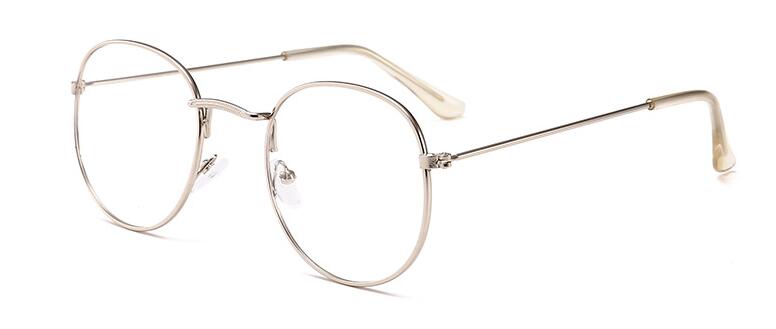 Korean Glasses Frame Retro Gold Eyeglass Frame Spectacles Round Computer Glasses Unisex NO Degrees 3447: Silver