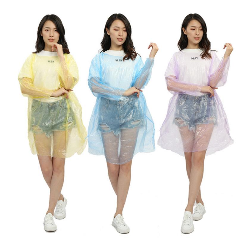 1pc Disposable Raincoat Hooded Silk Adult Rain Poncho Portable Plastic Outdoor Travel Hiking Camping Rain Coat Unisex Rain Gear
