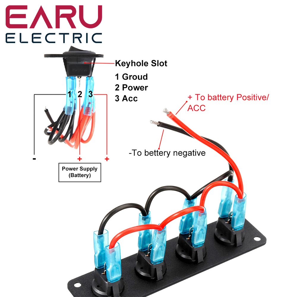Panel de interruptor de palanca Universal de 12V, 1-6 entradas, USB, para coche, barco, camión, RV marino, accesorios de estilo LED azul, interruptor basculante marino