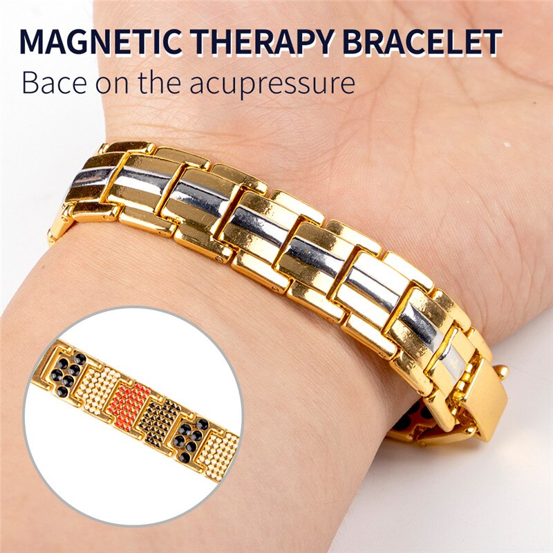 Pulsera magnética saludable para mujeres, brazaletes de magnetita con imanes de terapia de poder, joyería para el cuidado de la salud, inoxidable