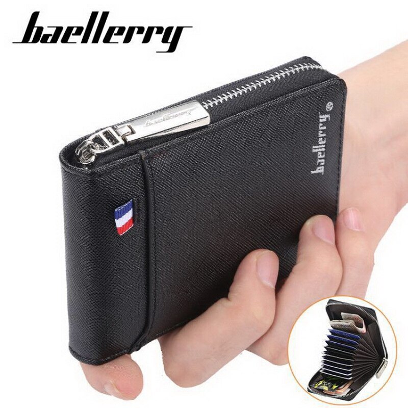 Baellerry heren leren portemonnee met rits, kaarthouder, bankpashouder, muntvakje, portemonnee, rijbewijs, creditcard, clutch,  xb06