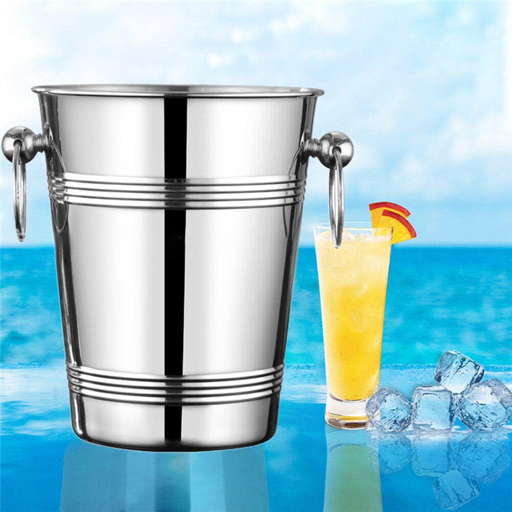 Easy Lifting Large Capacity Party Stainless Steel Champagne Wine Kitchen Home Silver Bar With Handles Drinks Cooler Ice Bucket