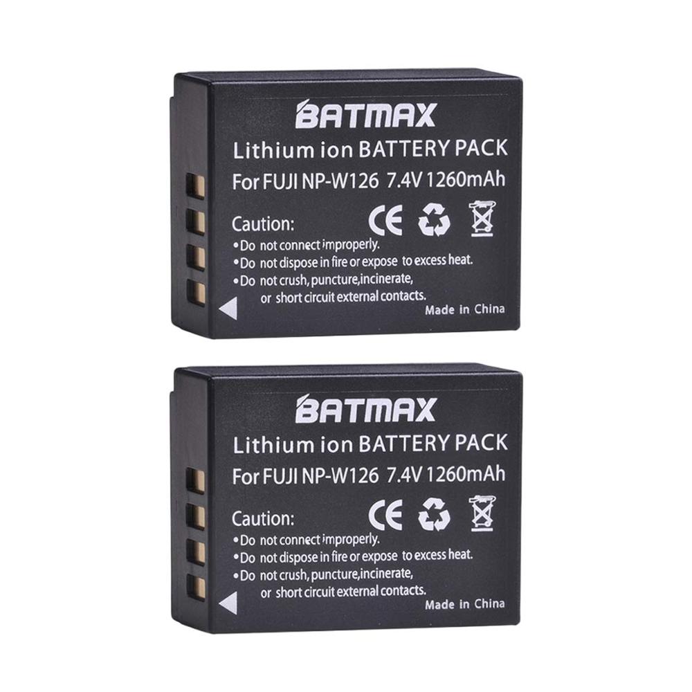 Batmax NP-W126 NP-W126S W126 Batterij + Led Dual Usb Lader Voor Fujifilm X-T20 X100F X-H1 XH1 X-A5 XA5 X-A20 XA20 X-E3 X-T3: 2 battery