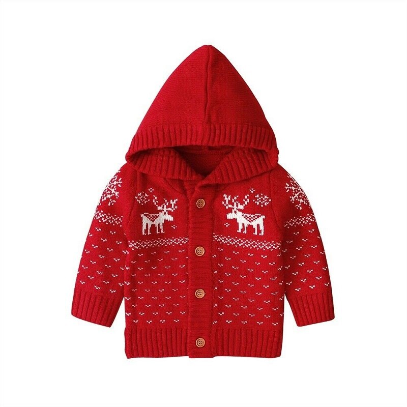 Baby Clothes 0-18M Boy Knit Sweater Deer Pattern Warm Baby Boy Sweater Hooded Long Sleeve Autumn Girls Sweater