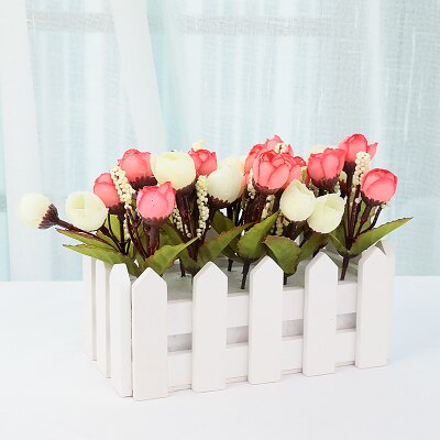 Mini fleur artificielle clôture hangar 16x8 cm pour maison chambre déco pour photographie arrière-plan accessoires Studio Photo bricolage ornement: Pink rose