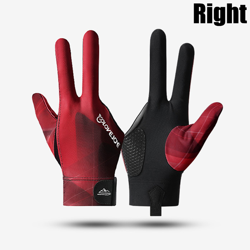 Biljarthandschoen Snooker Antislip Sporthandschoenen met drie vingers Hoogelastisch Ademend Draagbare handschoenen Biljarttrainingsaccessoires: Bordeaux