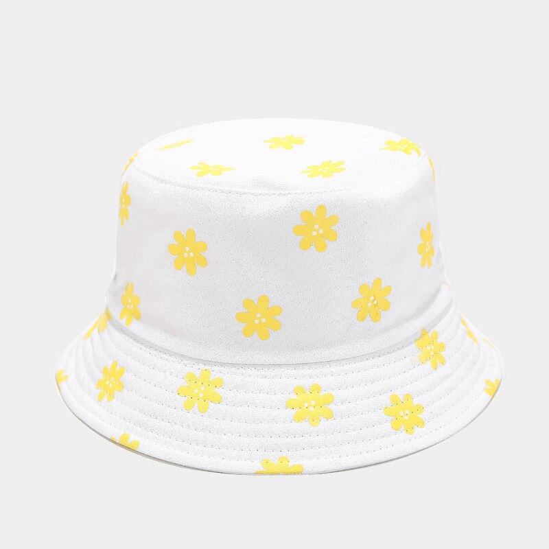 Panama Bucket Hat Men Women Summer Bucket Cap Banana Print Bob Hat Hip Hop Gorros Fishing Fisherman Hat: white flower N