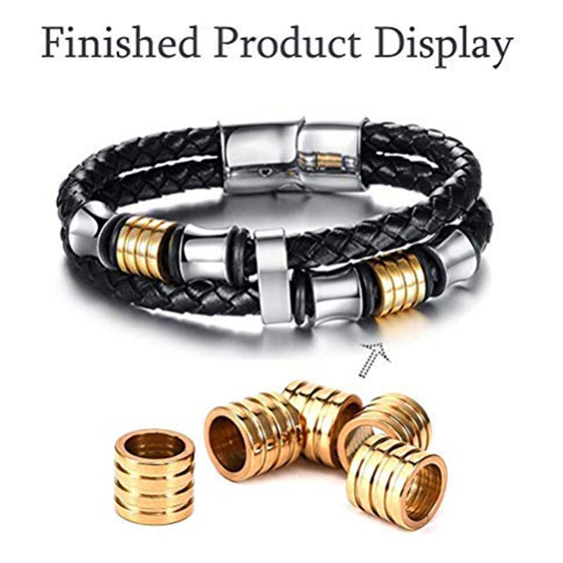 10 stück edelstahl metall Abstandshalter Rohr perlen Reize Schieberegler großes See 6mm 8mm für männer schmuckherstellung diy lederband Armbinde