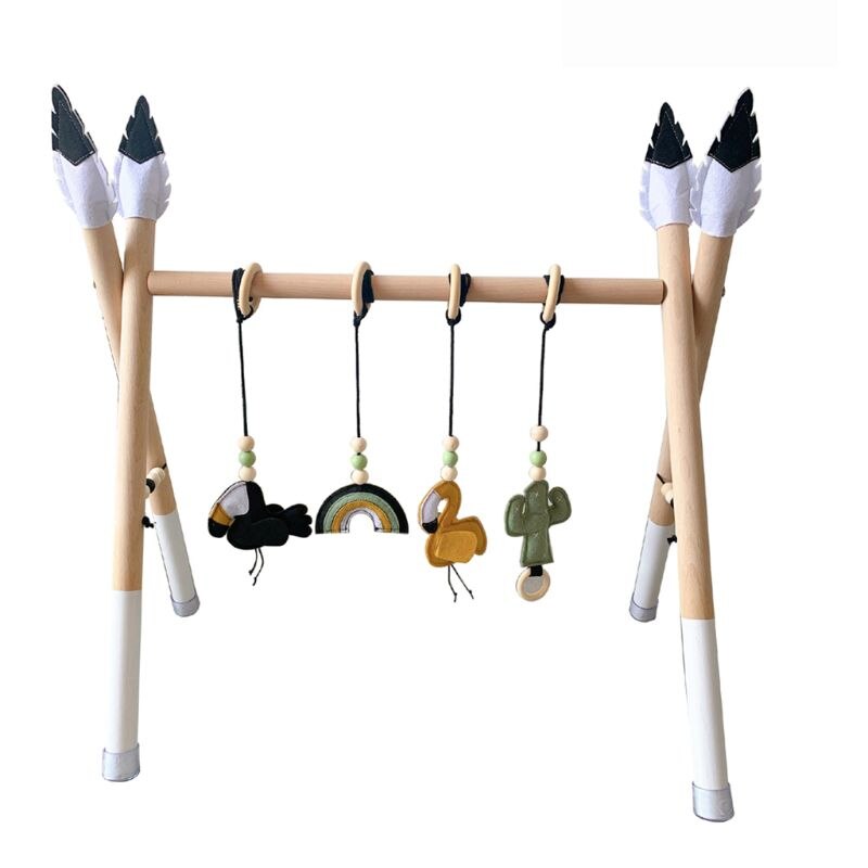 Baby Gym Spelen Kwekerij Zintuiglijke Ring-Pull Speelgoed Houten Frame Baby Kamer Peuter Kledingrek Kinderkamer Decor