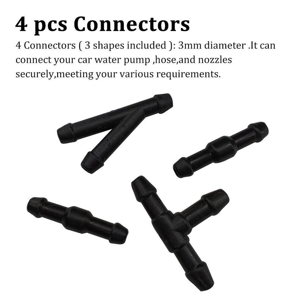 Olomm 5 Stks/set Diy Voorruit Auto Water Wisser Nozzle Washer Spray Jet Tuinslang 2M Met 4 Stuks Zwart connectors Auto Accessoires