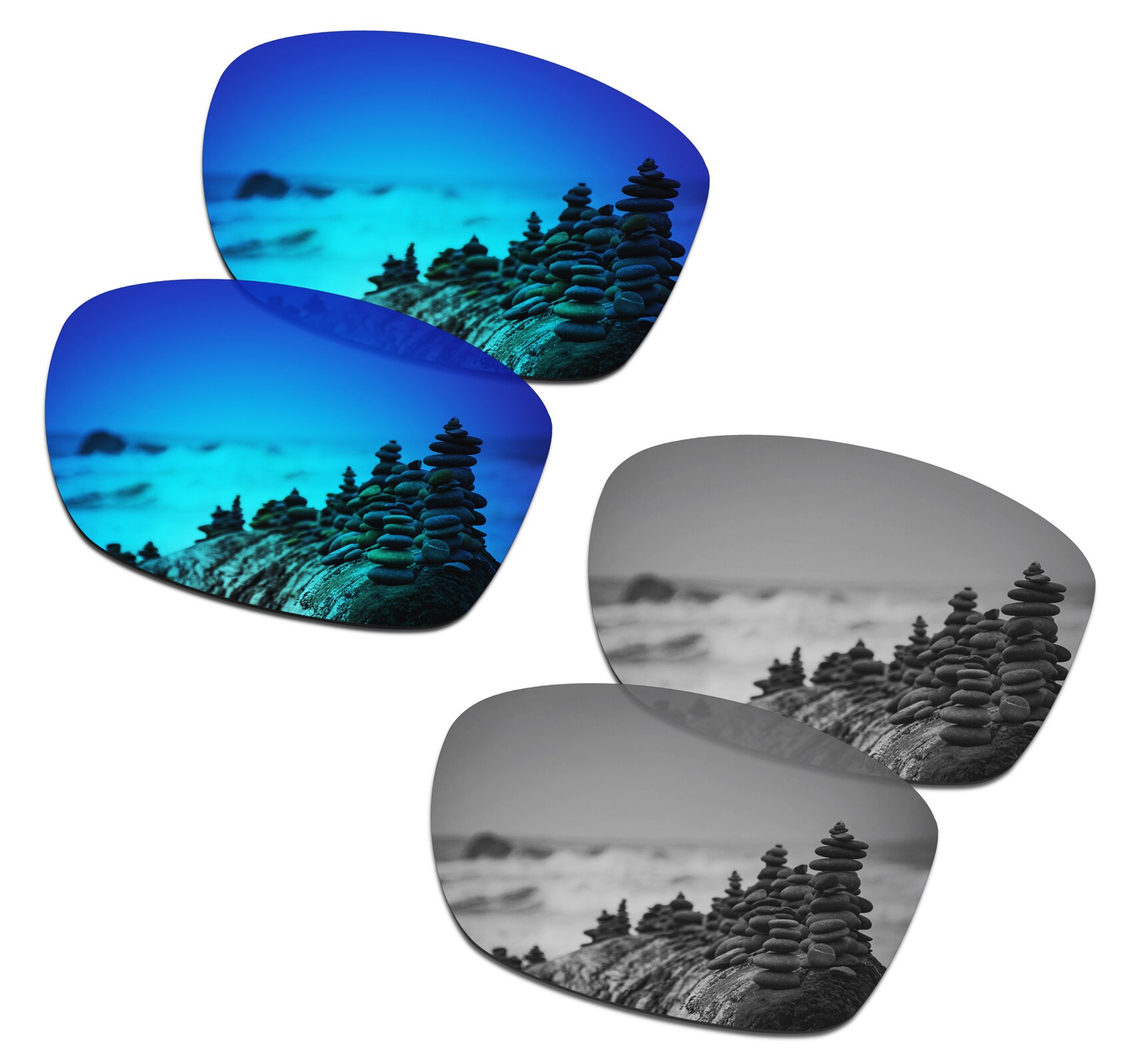 SmartVLT Polarized Replacement Lenses for Oakley Jupiter Squared Sunglasses - Multiple Options: Blue and Silver