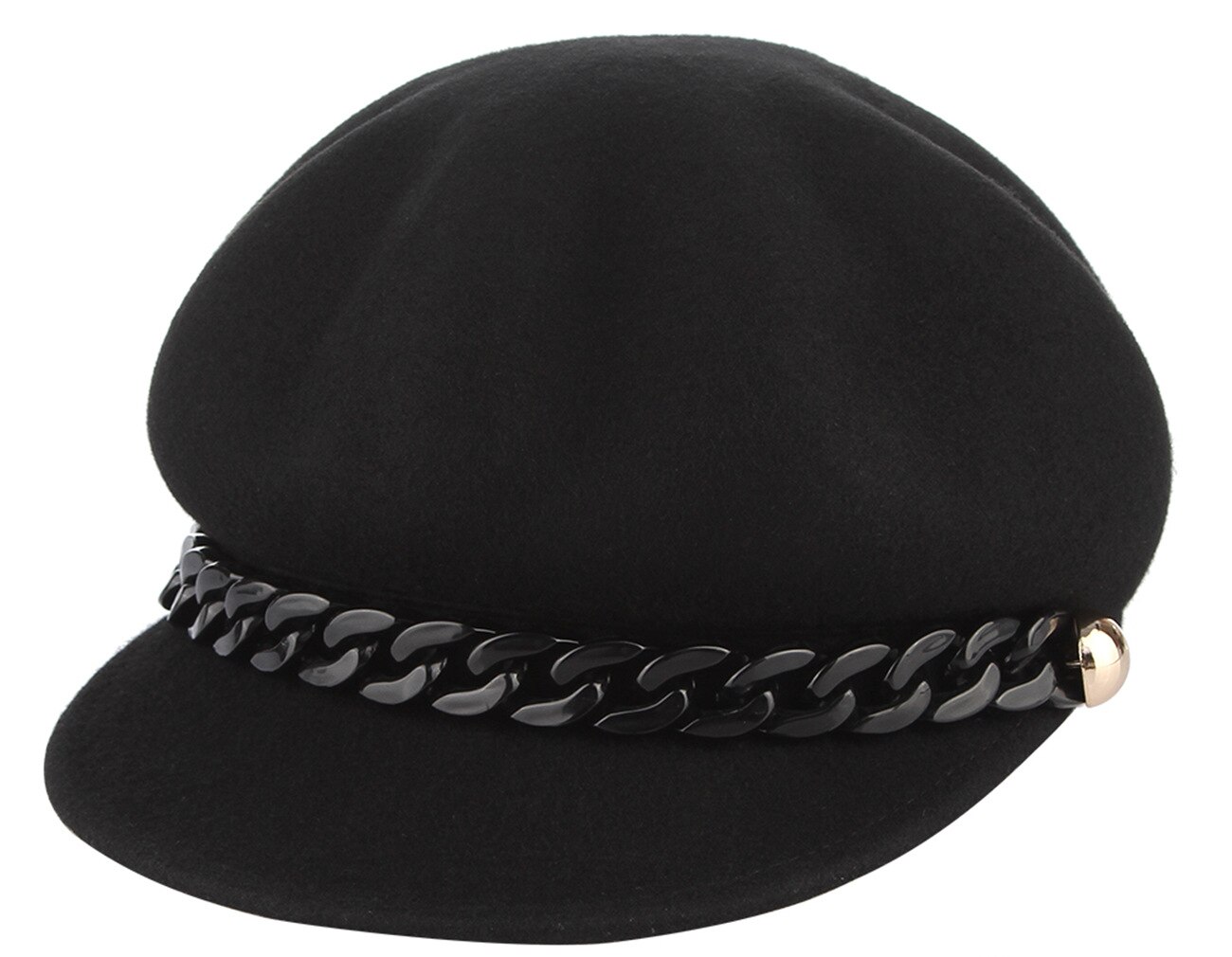 Herbst Winter Neue frauen Octogonal Hut Dame Kette Wolle Kappe Weibliche Reine Farbe Casual Britischen Retro Allgleiches Hüte h7217: Black