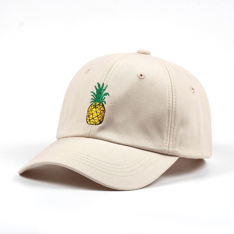 Tunica ananas broderi baseball cap bomuld 100%  hipster hat frugt ananas far hat hip hop bomuld snapback cap hatte: Beige