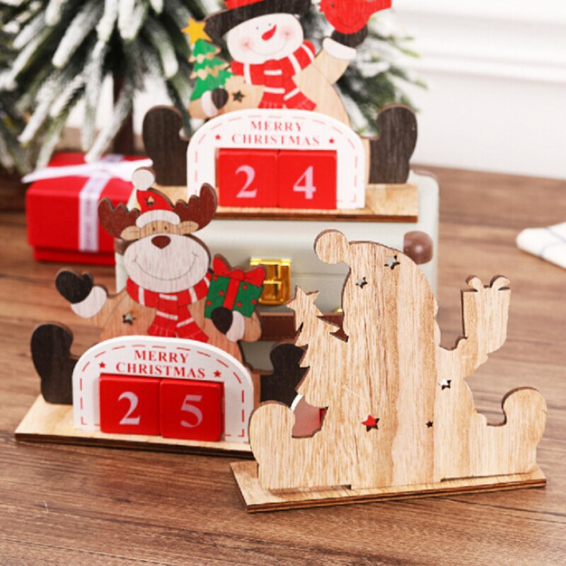 Ornamenten kalenders kerstversiering kerstman houten ornament rekwisieten decoratie licht ornamenten kalender hanger