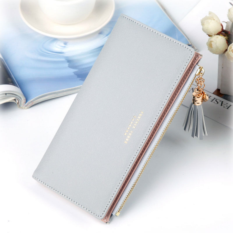 Women Wallet Lady Clutch PU Leather Wallet Long Card Phone Bag Case Purse Lovely Evening Handbag Tassel Vintage: B