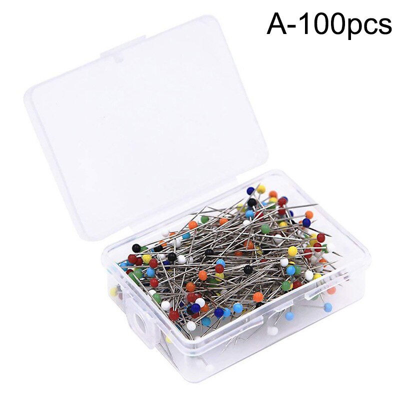 100Pcs Ball Head Push Pins Rechte Quilten Pins Voor Dressmaking Pins Sieraden Decor Diy Naaien Positie Marker Naald Gereedschap: Mix Color