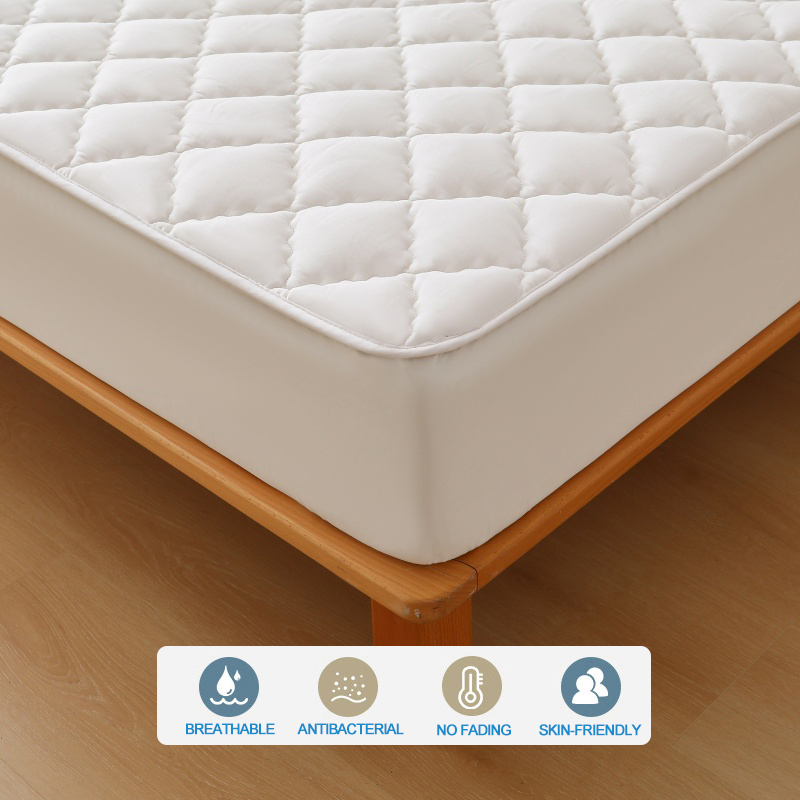Premium Mattress Protector - Ultra Thick & Breathable Quilted Cotton Top Layer Mattress Cover- Antimicrobial & Noise-Free,White