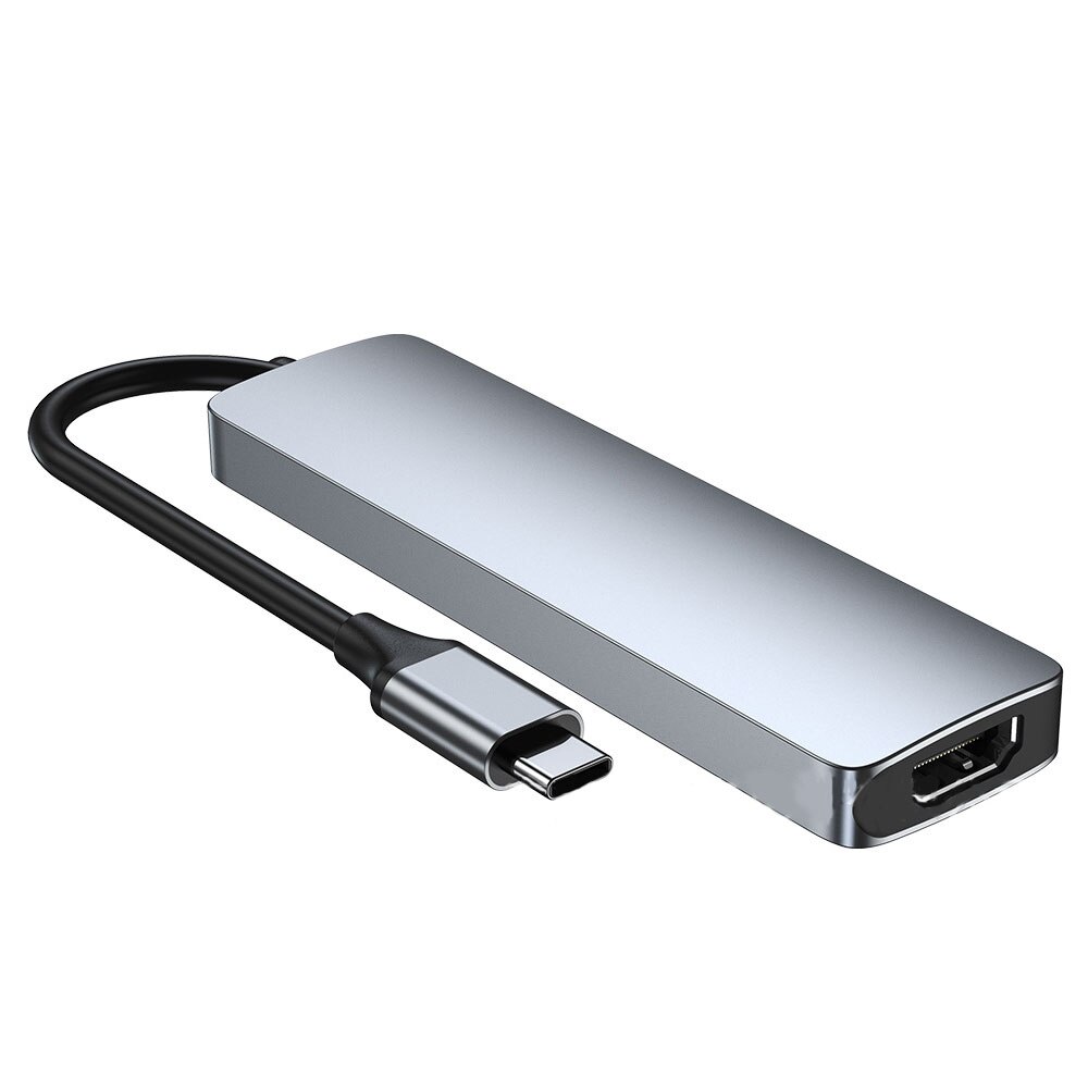 6 em 1 adaptador multiport da estação de acoplamento com hdmi 4k, 3 usb, leitor de cartão sd/tf para portáteis do tipo c do macbook