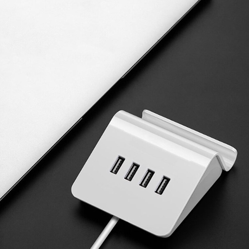 Usb-hub met hoge snelheid, mini 4- poorts usb 2.0- hub voor desktop, laptop met telefoon- en tablethouder