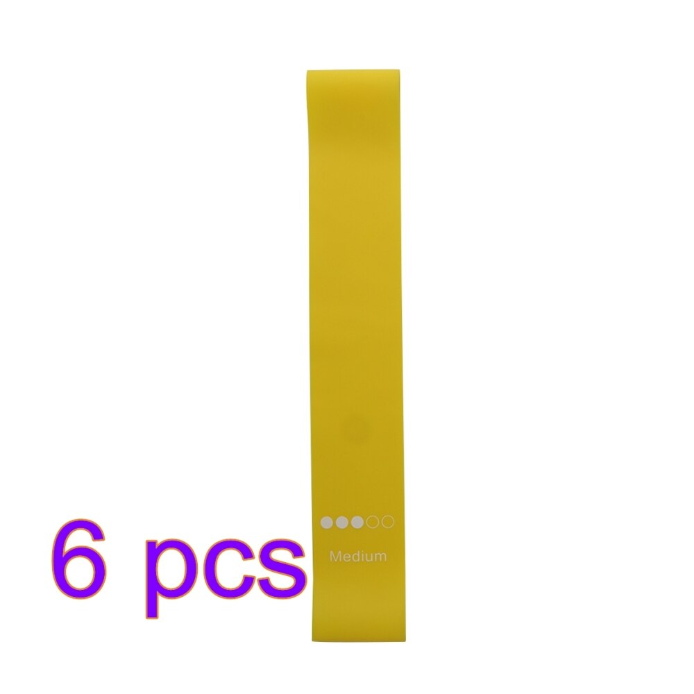 MrY-bandes de résistance élastiques en Latex, 5 couleurs, pour la musculation, pour le Yoga et les Pilates: 6 pcs yellow