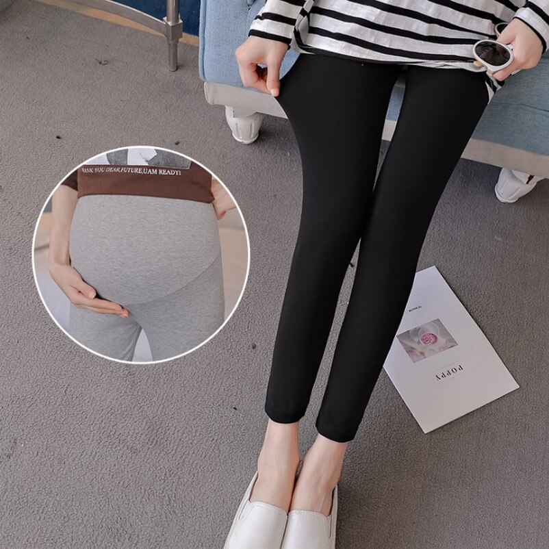 Maternity Pants Comfortable Elastic Casual Maternity Trousers Solid Color Thin Trousers Pregnant Capris Britches Knitted Legging