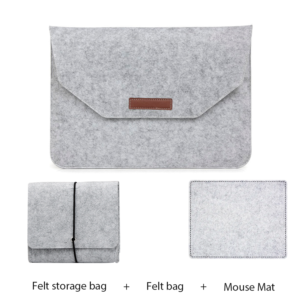 Wolvilt laptoptas 11 12 13 15,6 inch voor Macbook Huawei Xiaomi laptoptas met muismat of Power Mini-Pack cadeau-tablethoes: < 12" / Donkergroen