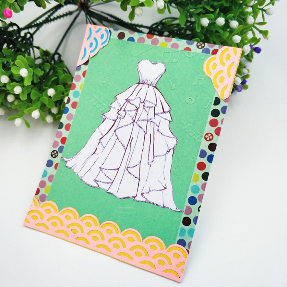 Kolstål hjärta bröllopsklänning skär stans prägling stencil mall form gör det själv papper konst hantverk scrapbook bokmärke kort dekor