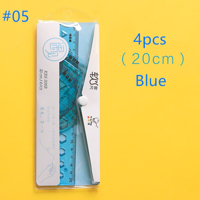 4PCS Protractor Students Maths Geometry Triangle Rulers Set Office Bookmark Drawing School Supplies for child: 05