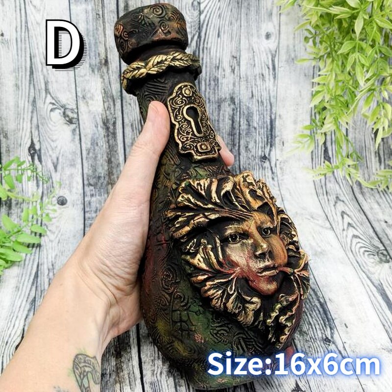 Nouvelle bouteille de sorcière décorative, pot de Potion de lune, décoration gothique, Sculpture de sorcellerie, décoration de maison: D