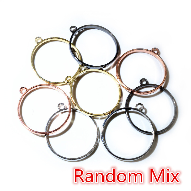 10 unidades, bandeja colgante de resina epoxi con marco metálico de aleación de Zinc hueco redondo de 34x29,5mm para accesorios de fabricación de joyas DIY: Color amarillo claro