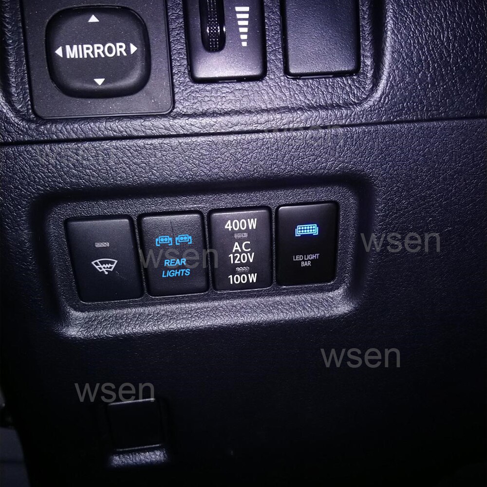 Wsen tryckkontakt med bakljus symbol blå bakgrundsbelysning på-av strömbrytare med kontaktledningssats passar för toyota yaris tacoma tundra