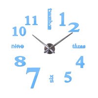 Neue wanduhr uhren reloj de gekürzt uhr 3d diy Acryl spiegel Aufkleber Quarz Moderne Heimat Dekoration freies: Himmel Blau / 47Zoll