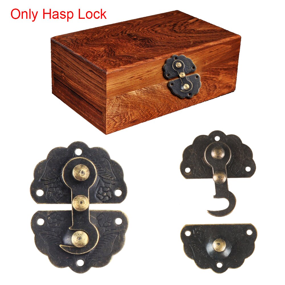 DIY Latch Hasp Lock Case Jewelry Box Iron Hardware Drawer Antique Style Chest Hook Decorative Cabinet Suitcase